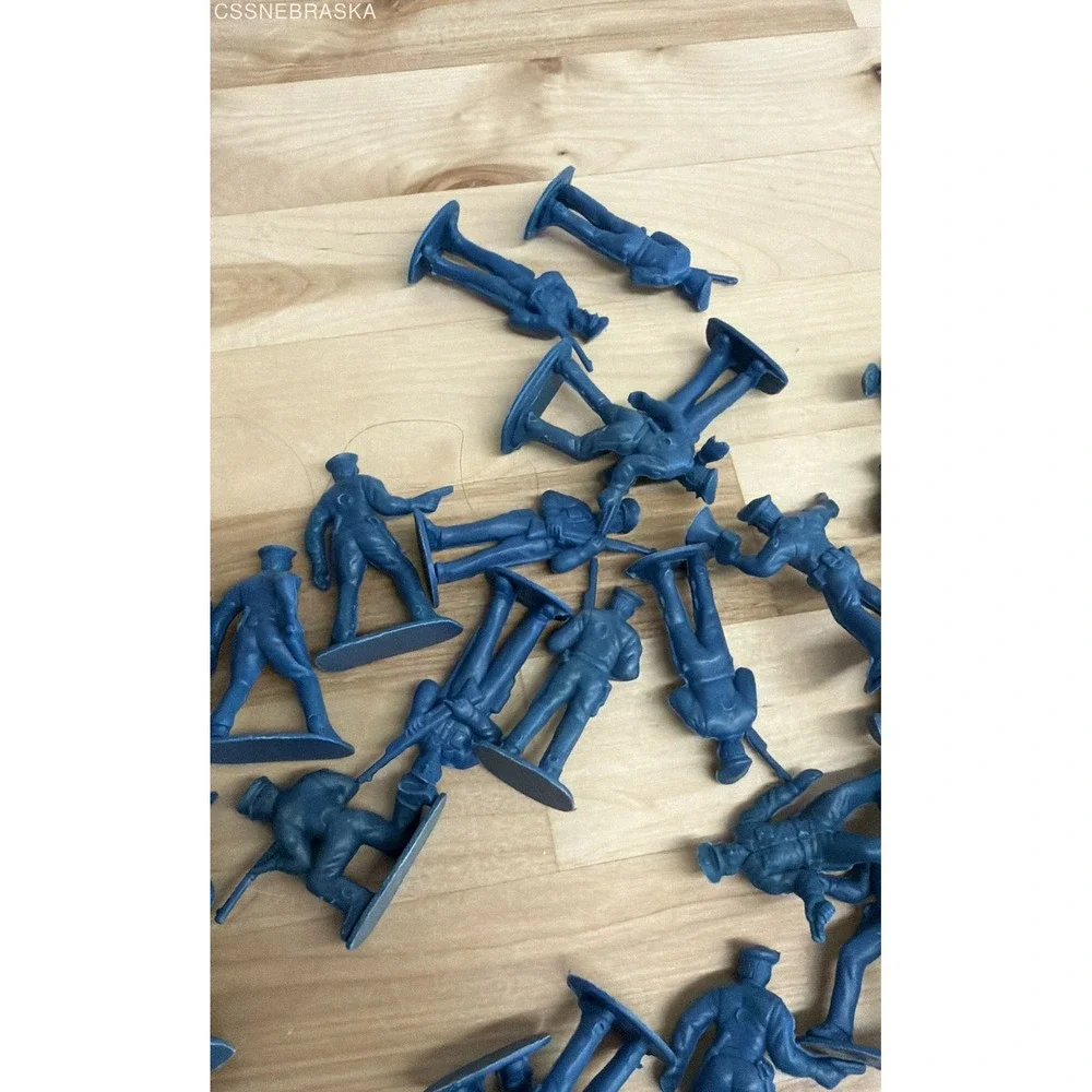 Vintage Blue Plastic Toy Soldiers Lot 46 Marx MPC Style Civil War Army Men